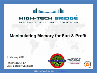 Manipulating Memory for Fun and Profit by Frédéric Bourla – High-Tech Bridge